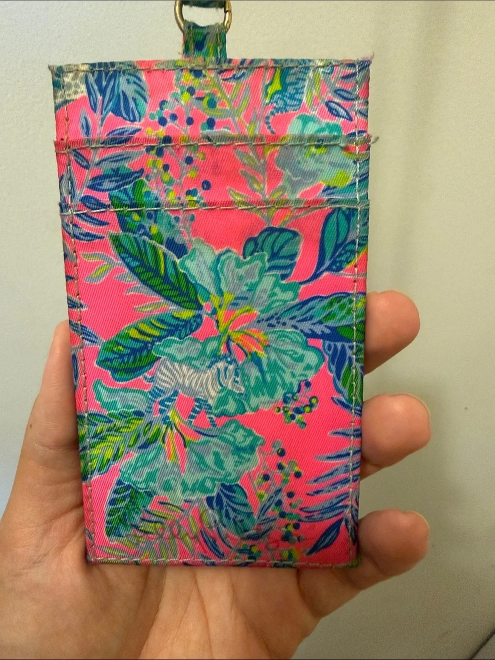 Lilly Pulitzer Pink & Teal Floral ID Lanyard Holder